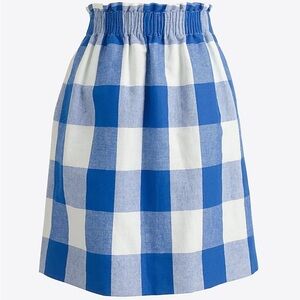 J. CREW Blue Gingham linen-cotton sidewalk Mini Skirt